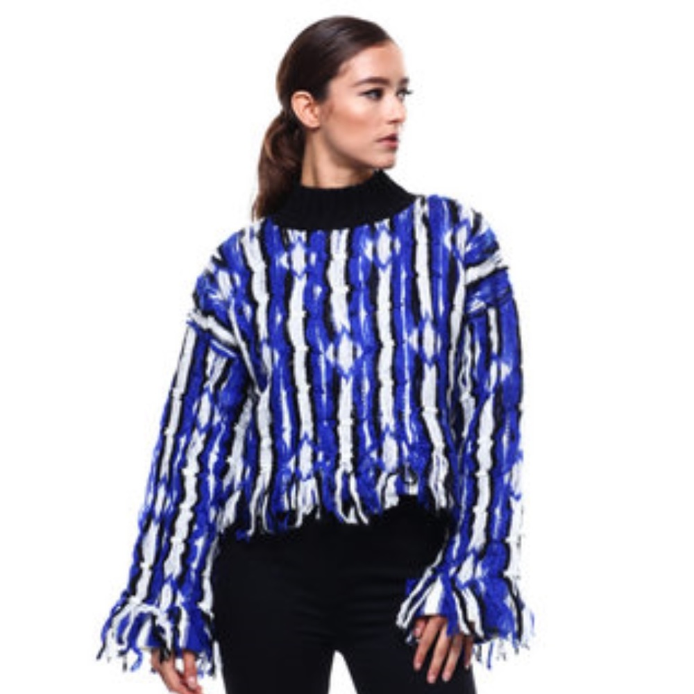 Yarn Work Shaggy Striped Sweater